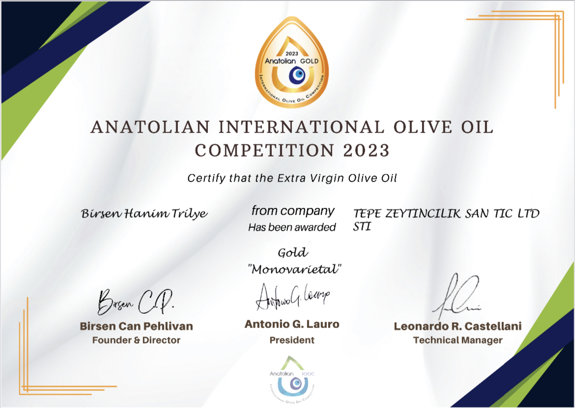 Anatolian International Olive Oil Competition 2023 Altın Madalyası