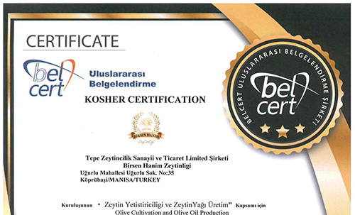 Birsen Hanım Kosher Sertifikası Aldı