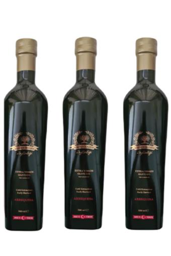 Arbequina 500 ml Set of 3 Early Harvest Olive Oil Cold Pressed 0.1% Acid